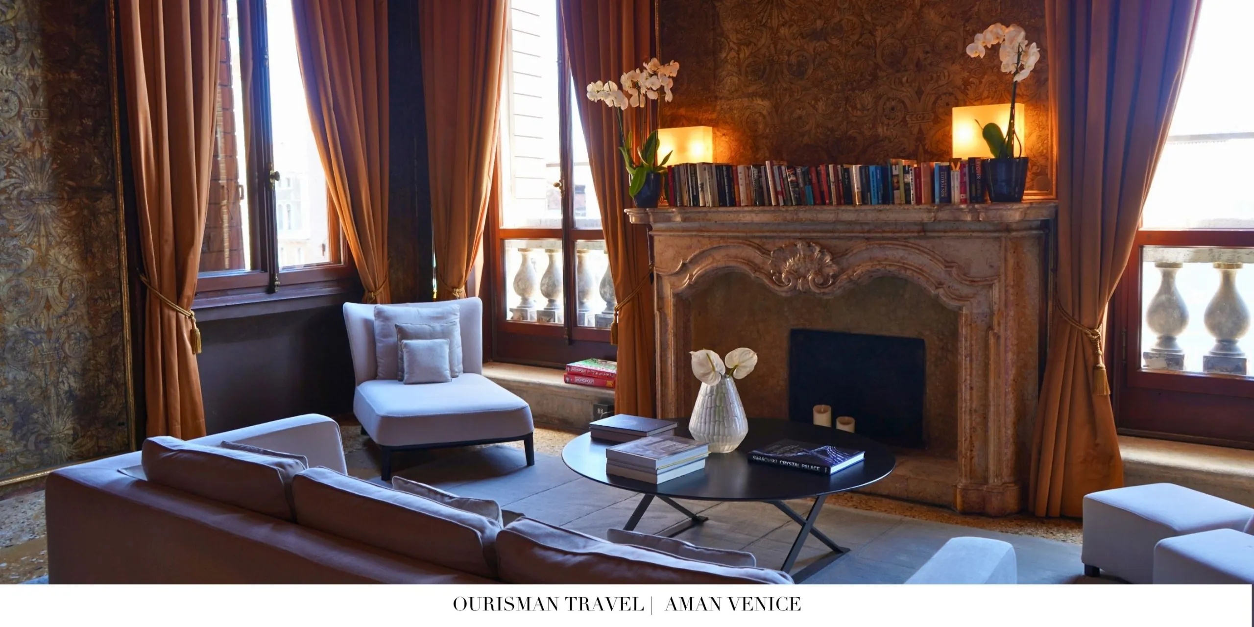 Open dining and common areas at Aman Venice with timeless design