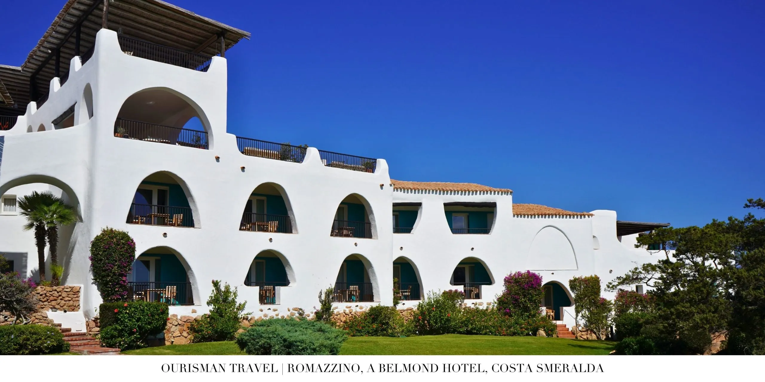 Terraced exterior spaces at Romazzino Belmond blending into the natural landscape