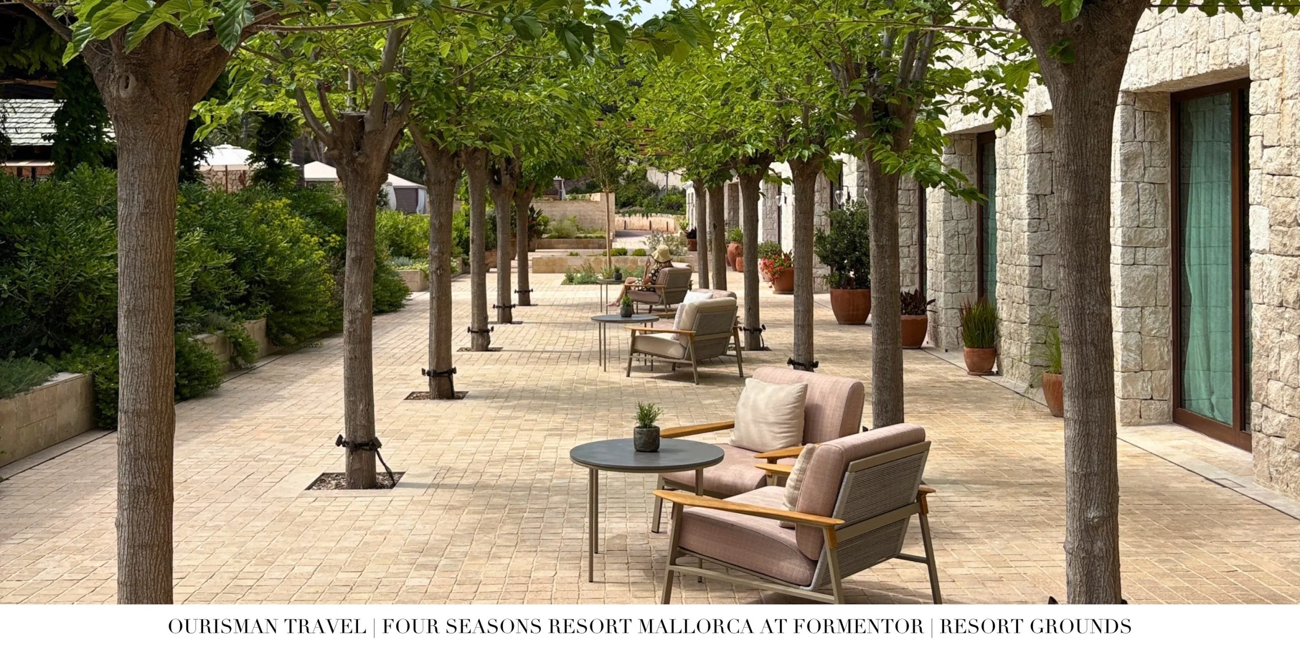 Tree-lined walkway at Four Seasons Resort Mallorca at Formentor