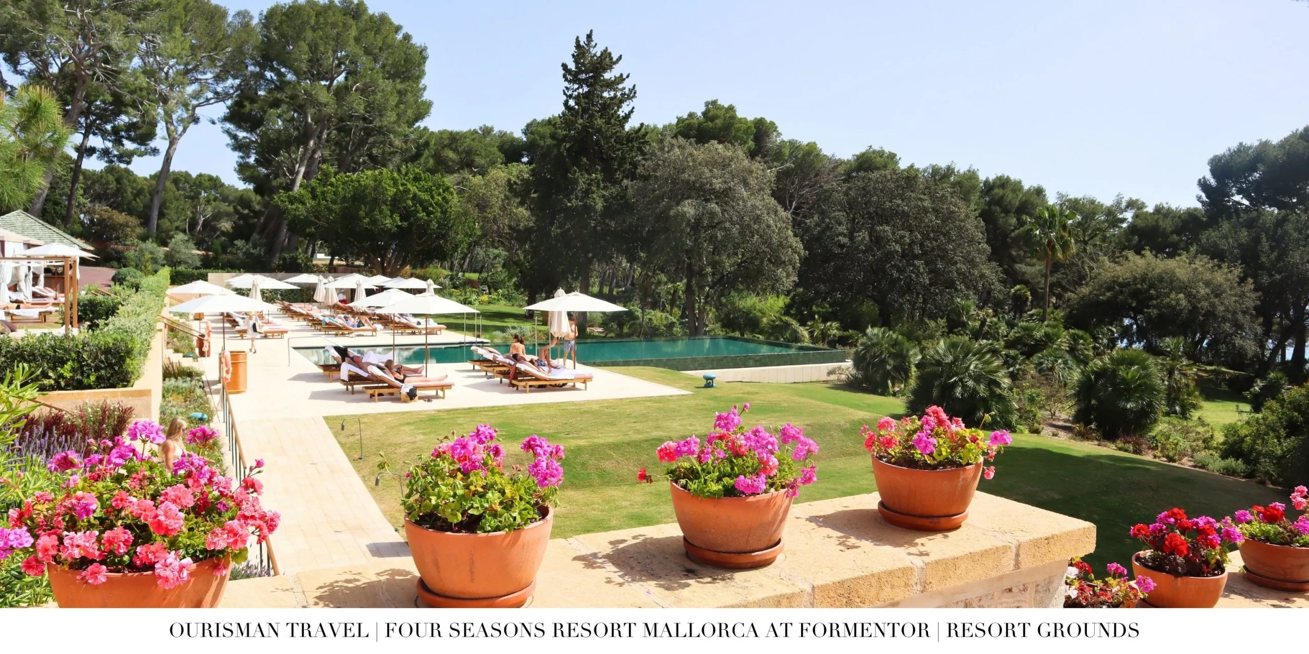 Pool area at Four Seasons Resort Mallorca at Formentor with Mediterranean landscaping