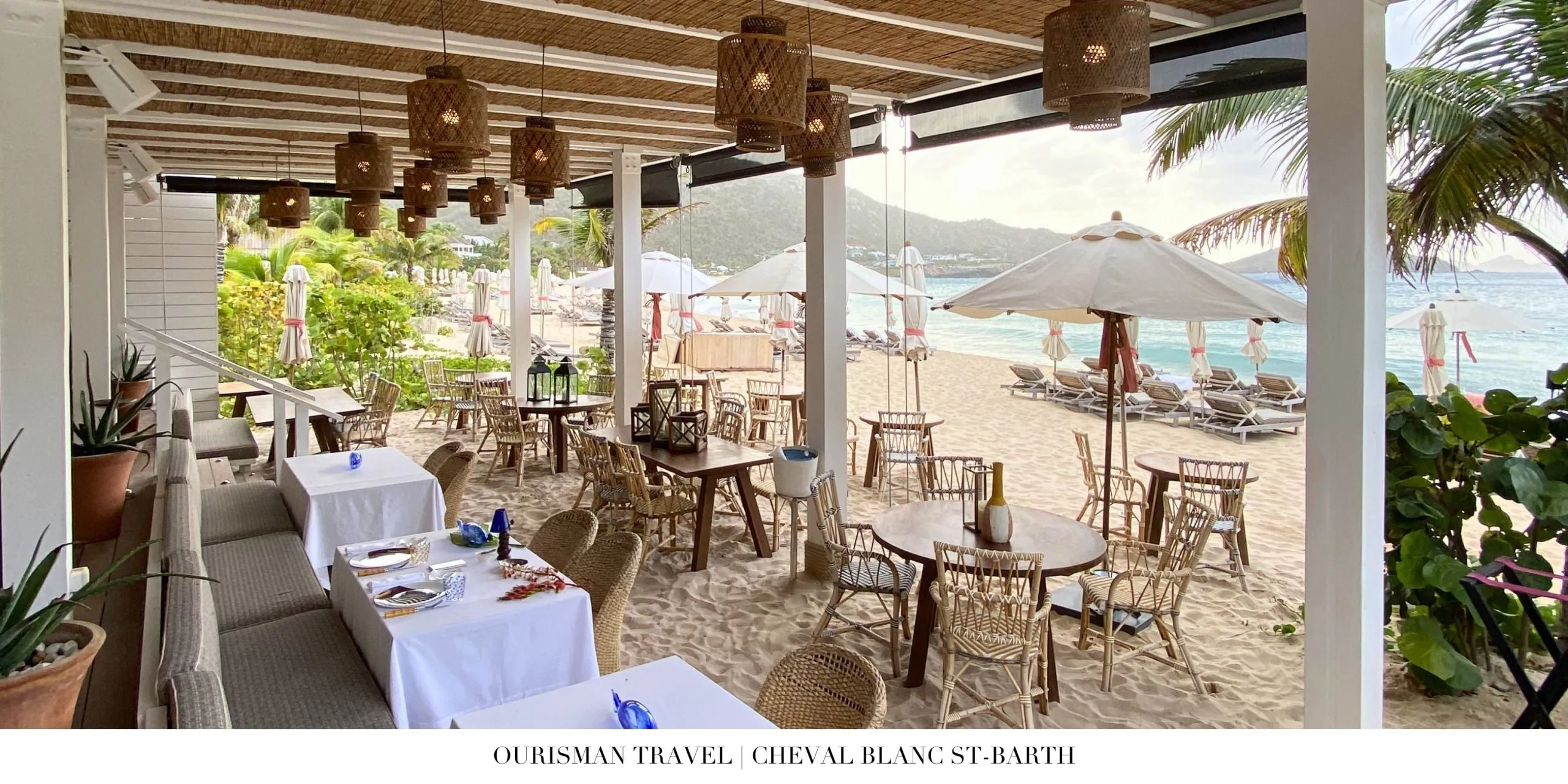 Dining terrace at Cheval Blanc St-Barth overlooking the ocean
