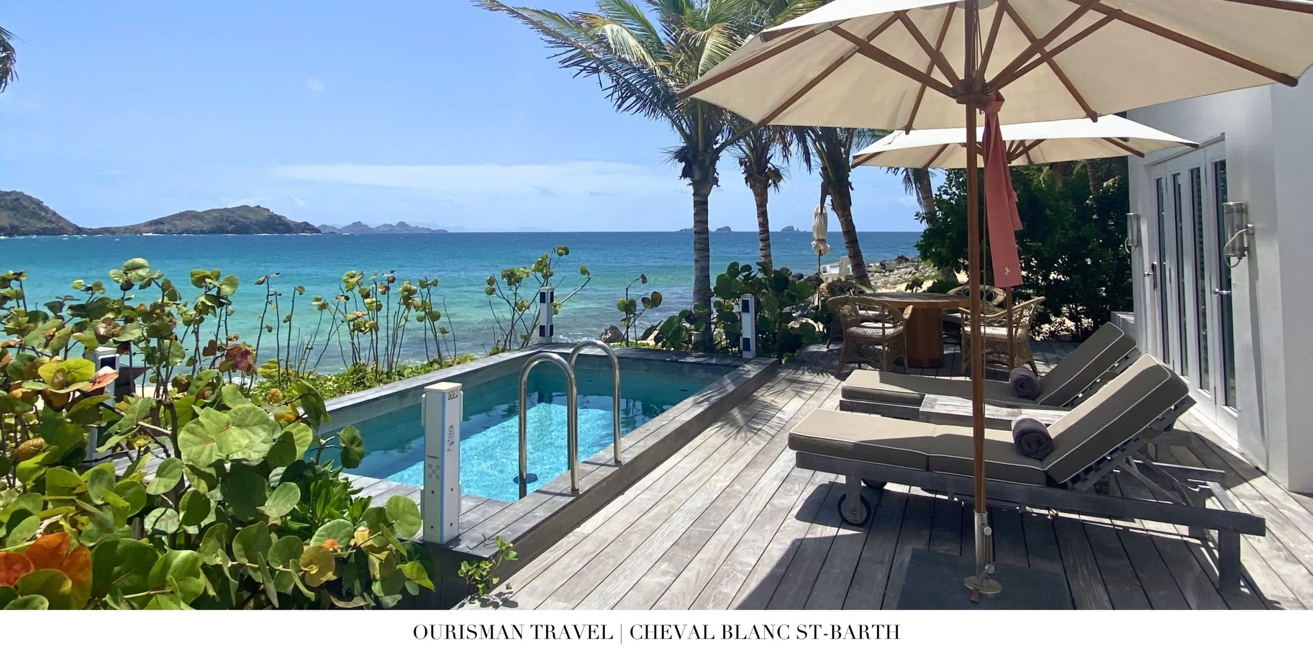Private terrace with ocean views and a plunge pool at Cheval Blanc St-Barth
