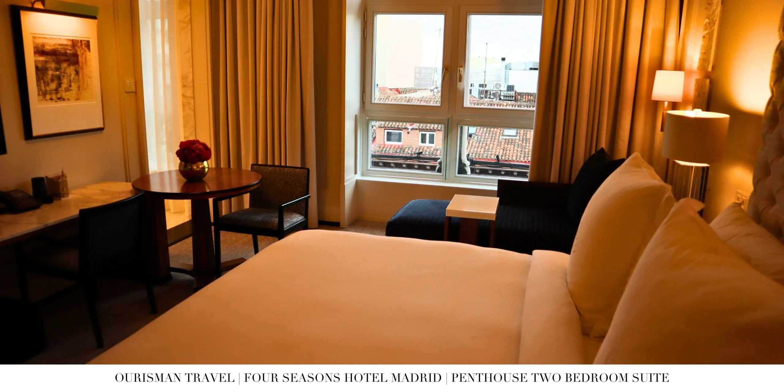 Bedroom in the Presidential 2-bedroom suite at Four Seasons Madrid