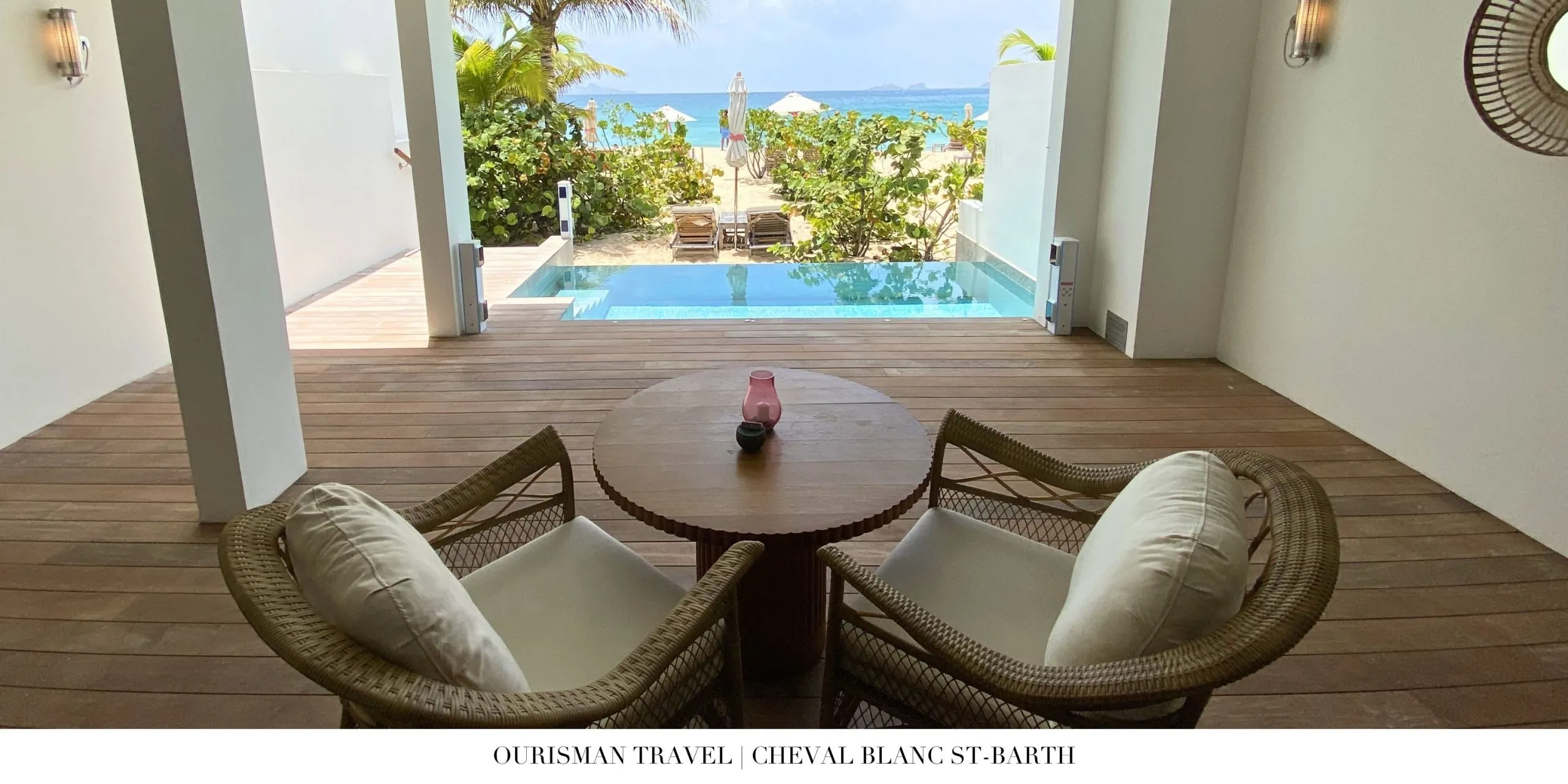 Oceanfront view of Cheval Blanc St-Barth overlooking Flamands Beach