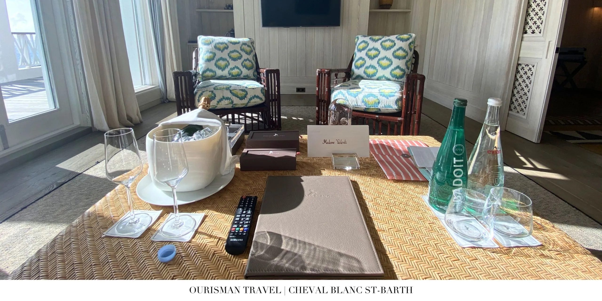 Personalized welcome amenity at Cheval Blanc St-Barth arranged through Ourisman Travel
