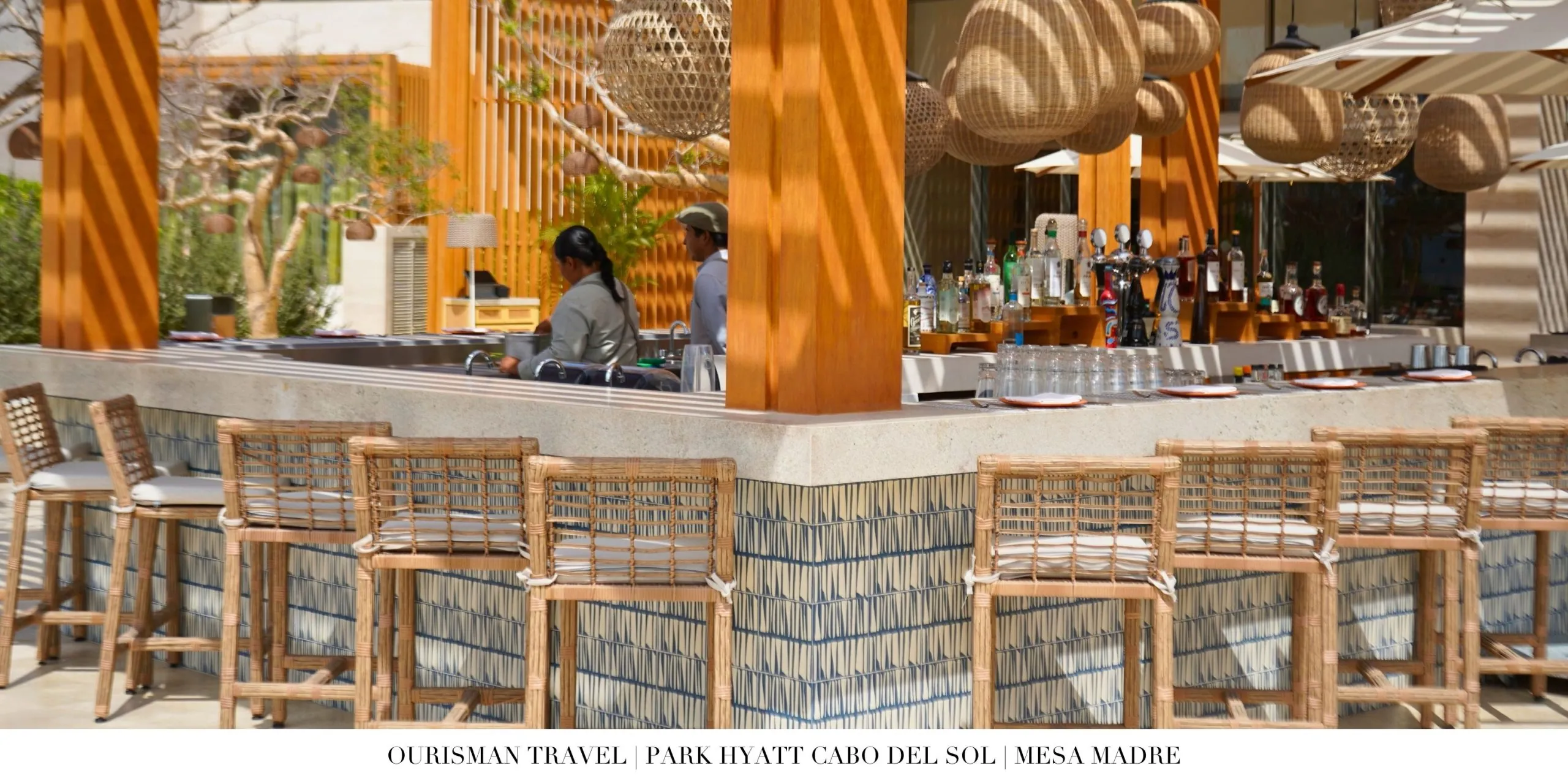 Outdoor terrace dining at Mesa Madre overlooking the resort.
