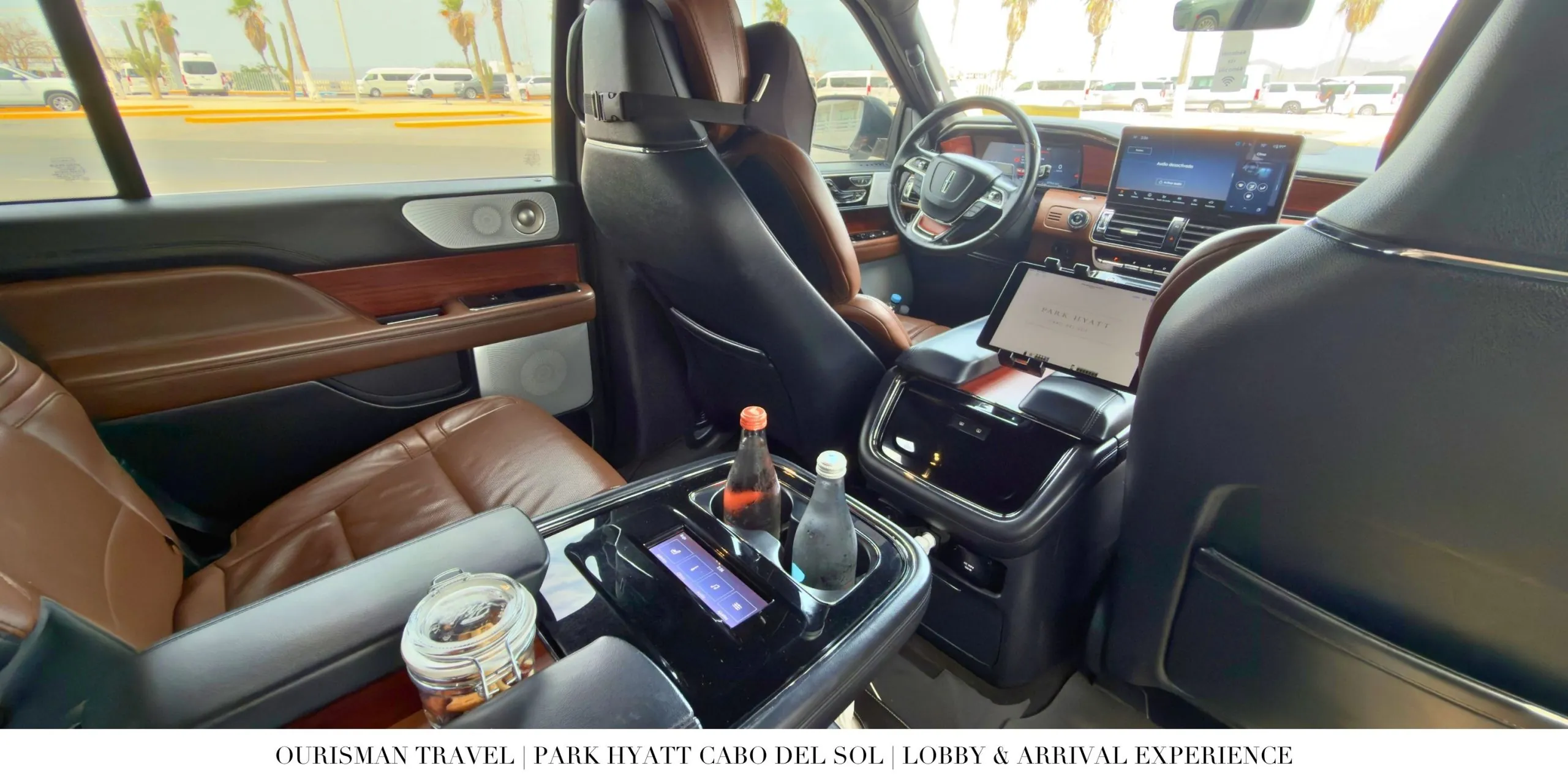 Private luxury transportation arriving at Park Hyatt Cabo del Sol from Los Cabos Airport.
