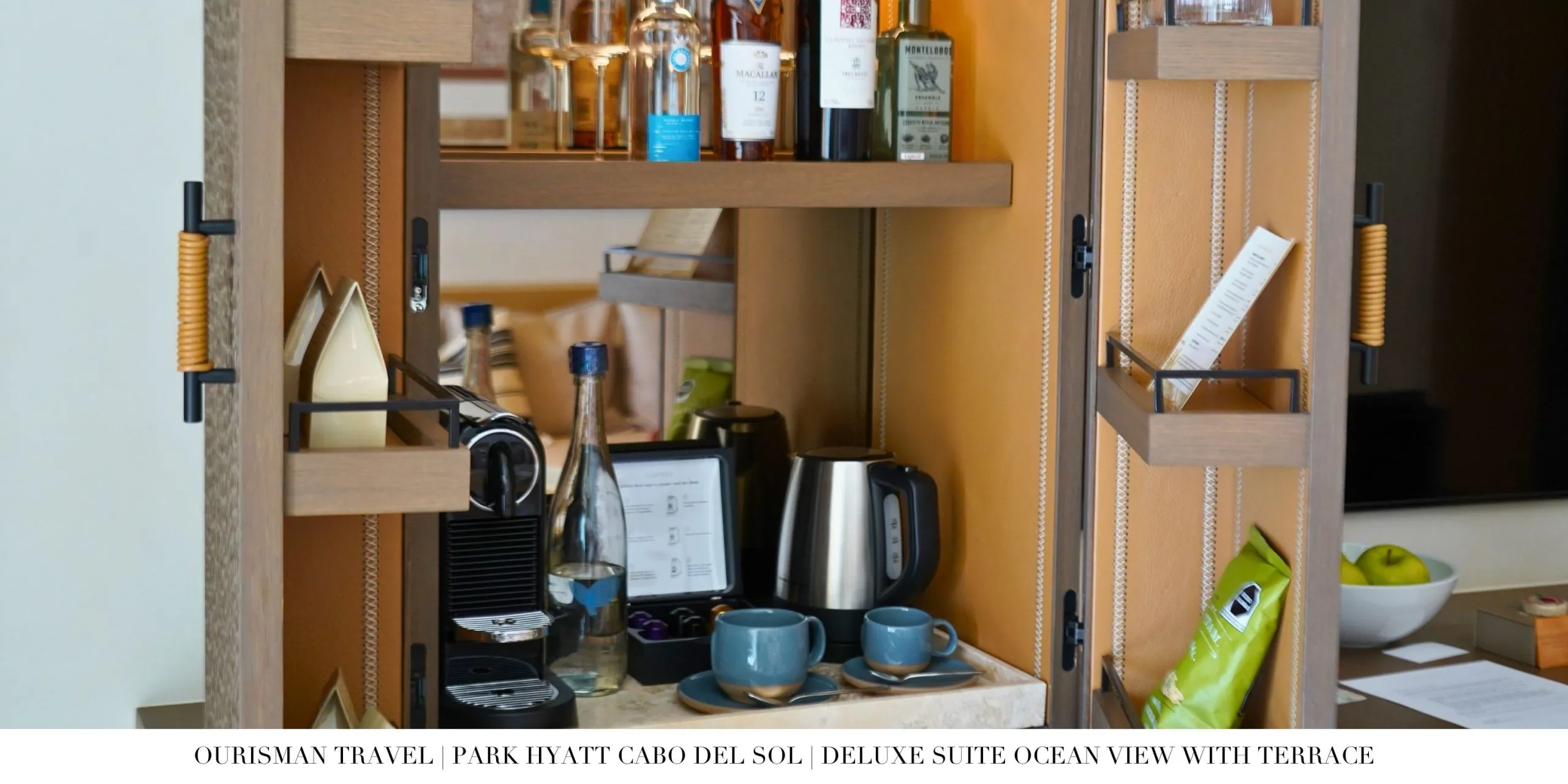 Coffee station in the Deluxe Ocean Suite at Park Hyatt Cabo del Sol.