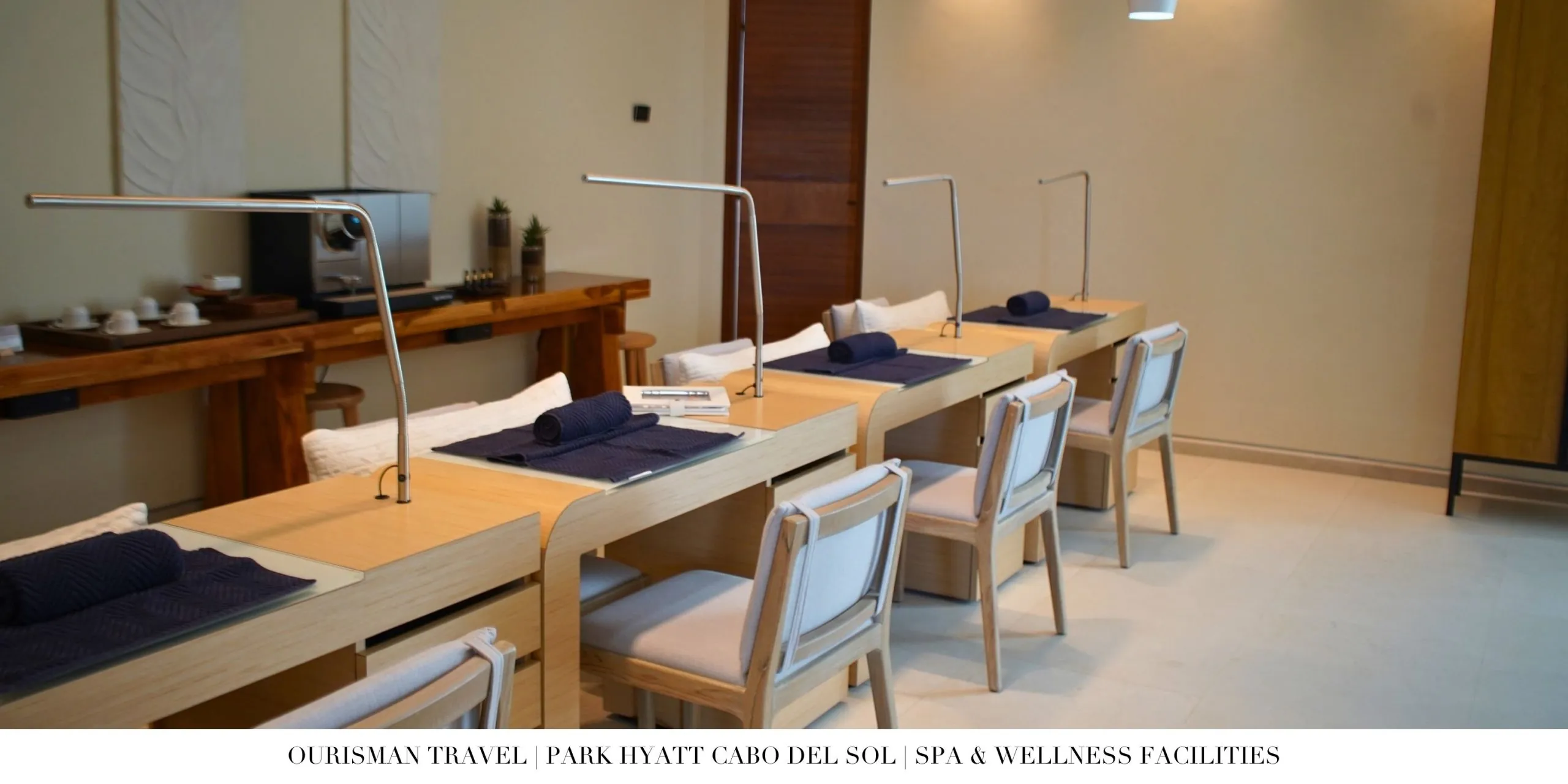 Luxury nail salon at the spa at Park Hyatt Cabo del Sol offering manicure and pedicure services.