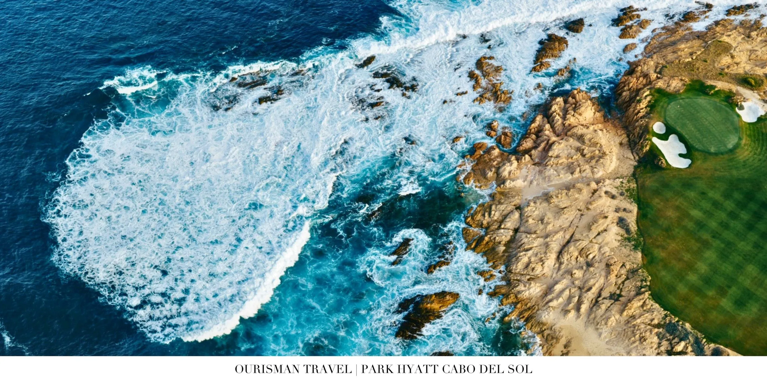 Panoramic aerial view of Park Hyatt Cabo del Sol and surrounding coastline.