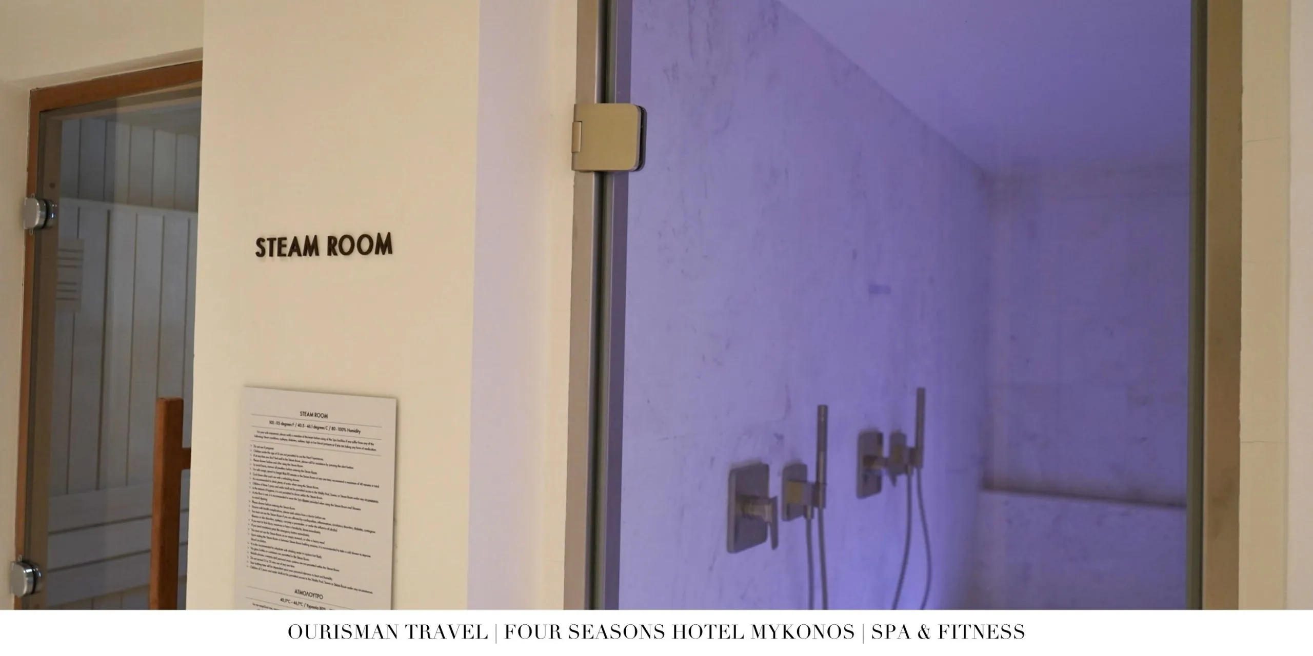 Shower in a spa treatment room at Four Seasons Mykonos