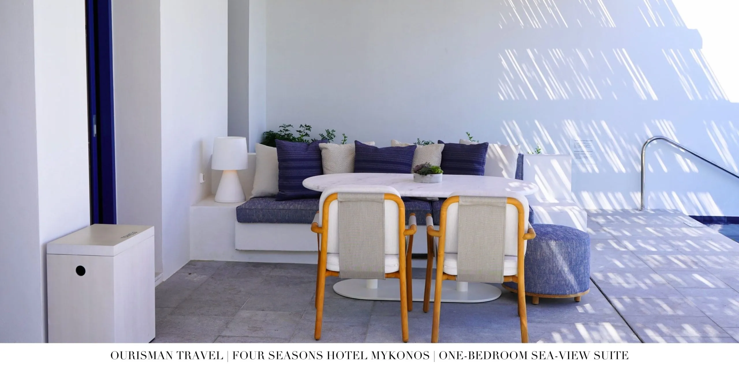 Outdoor seating at the One-Bedroom Sea-View Suite at Four Seasons Mykonos