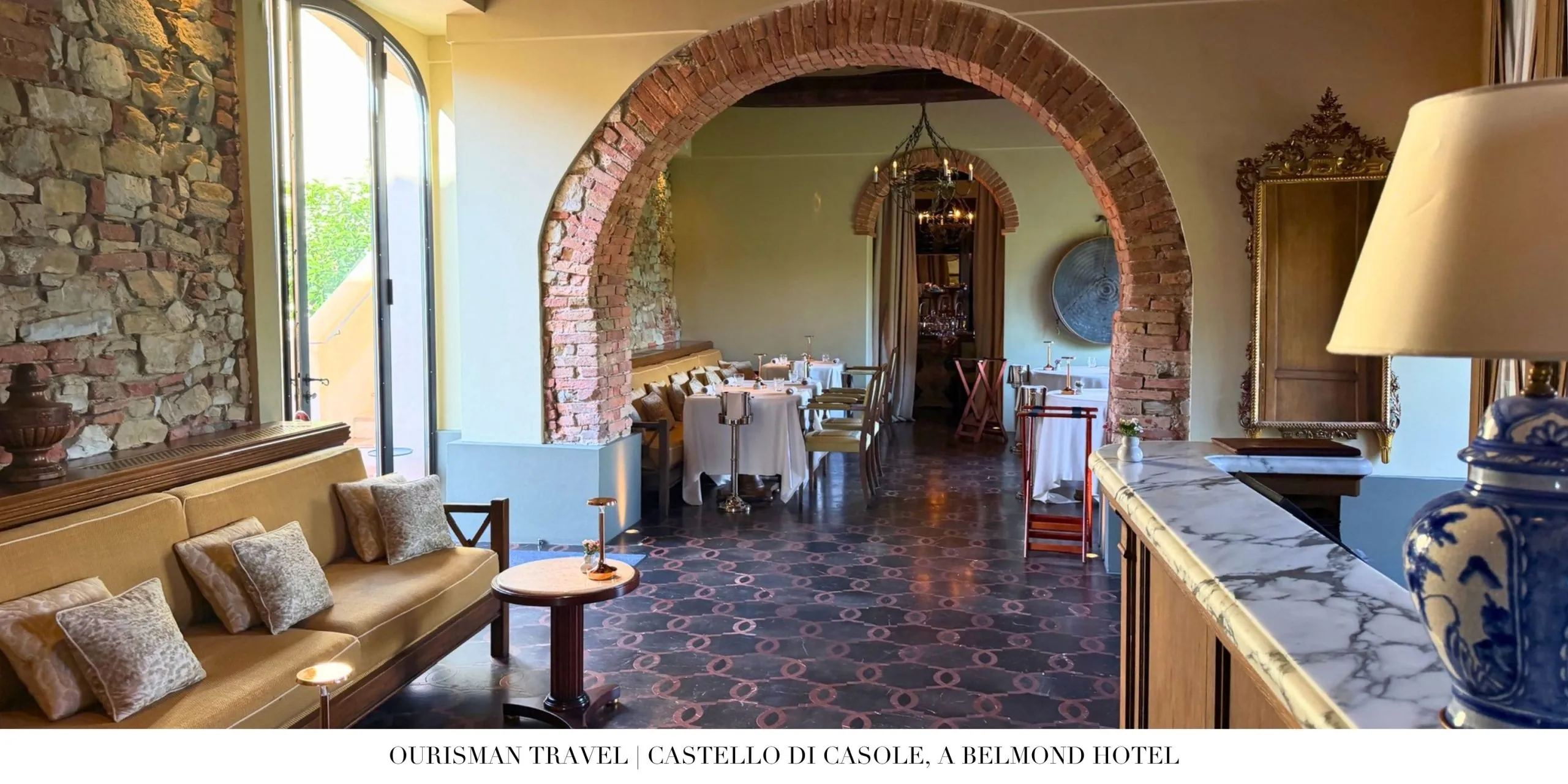 Arched dining room at Ristorante Tosca at Castello di Casole.
