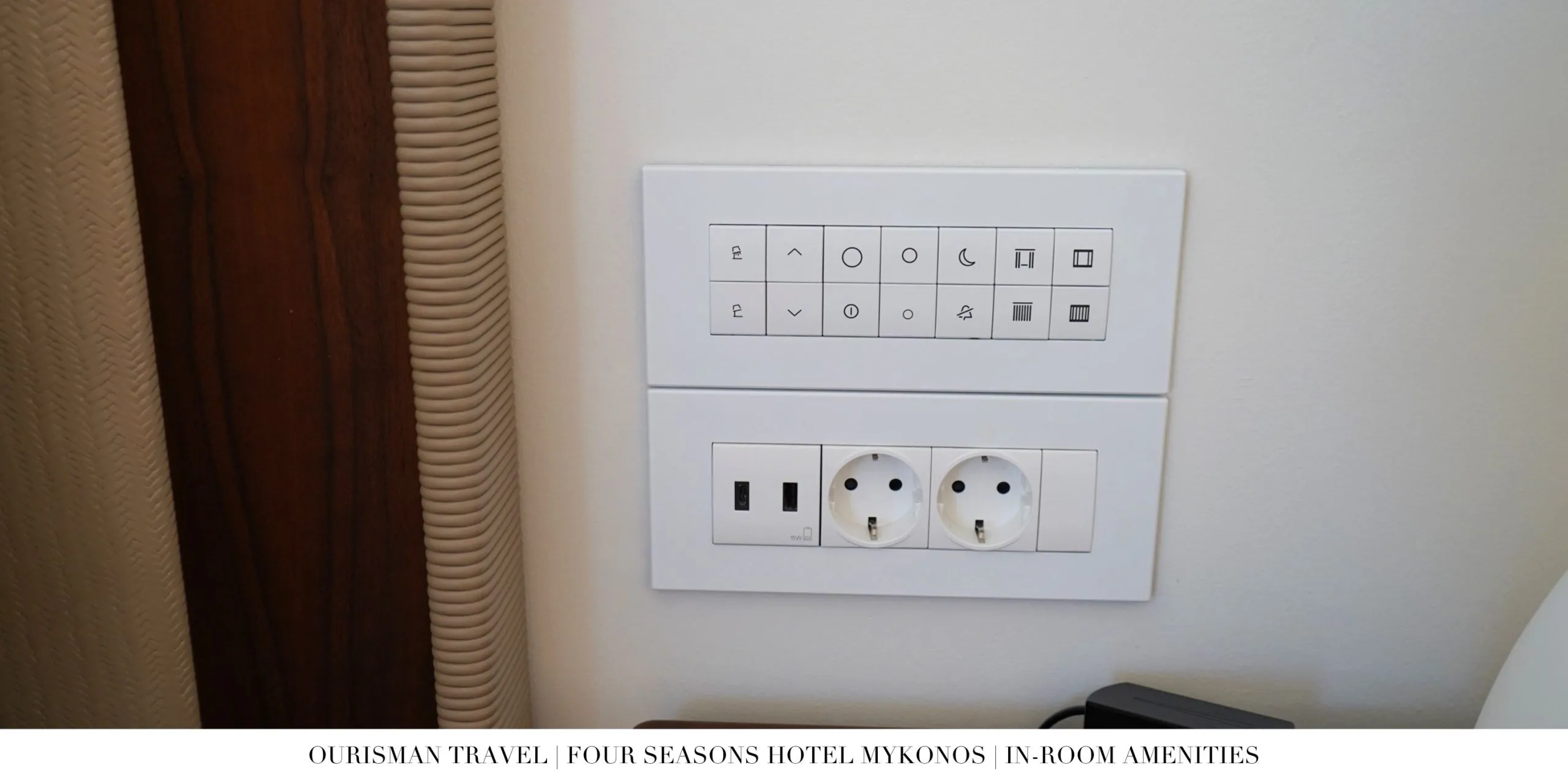Room control panel in the One-Bedroom Sea-View Suite at Four Seasons Mykonos