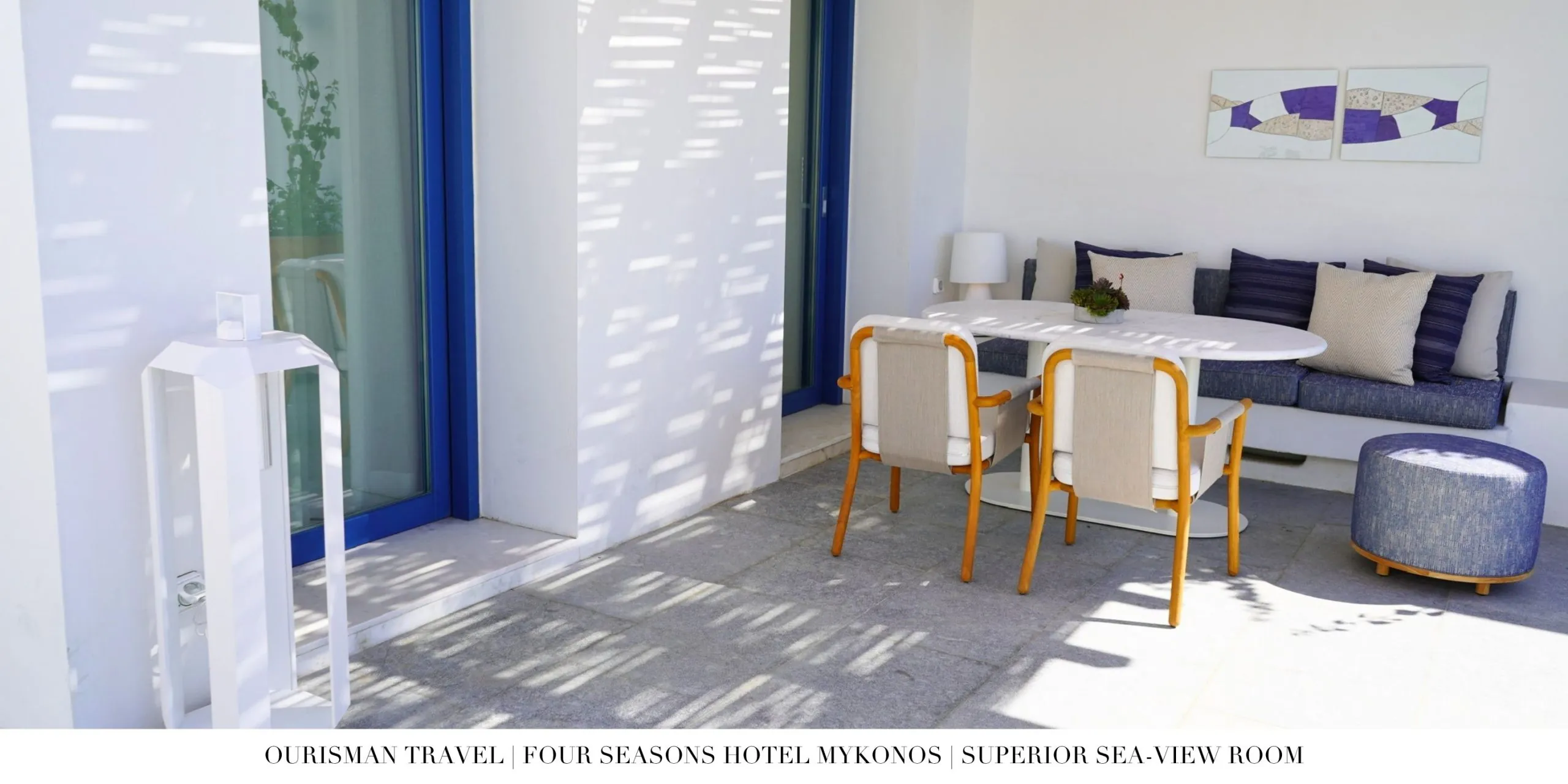 Private terrace of the Superior Sea-View Room at Four Seasons Mykonos