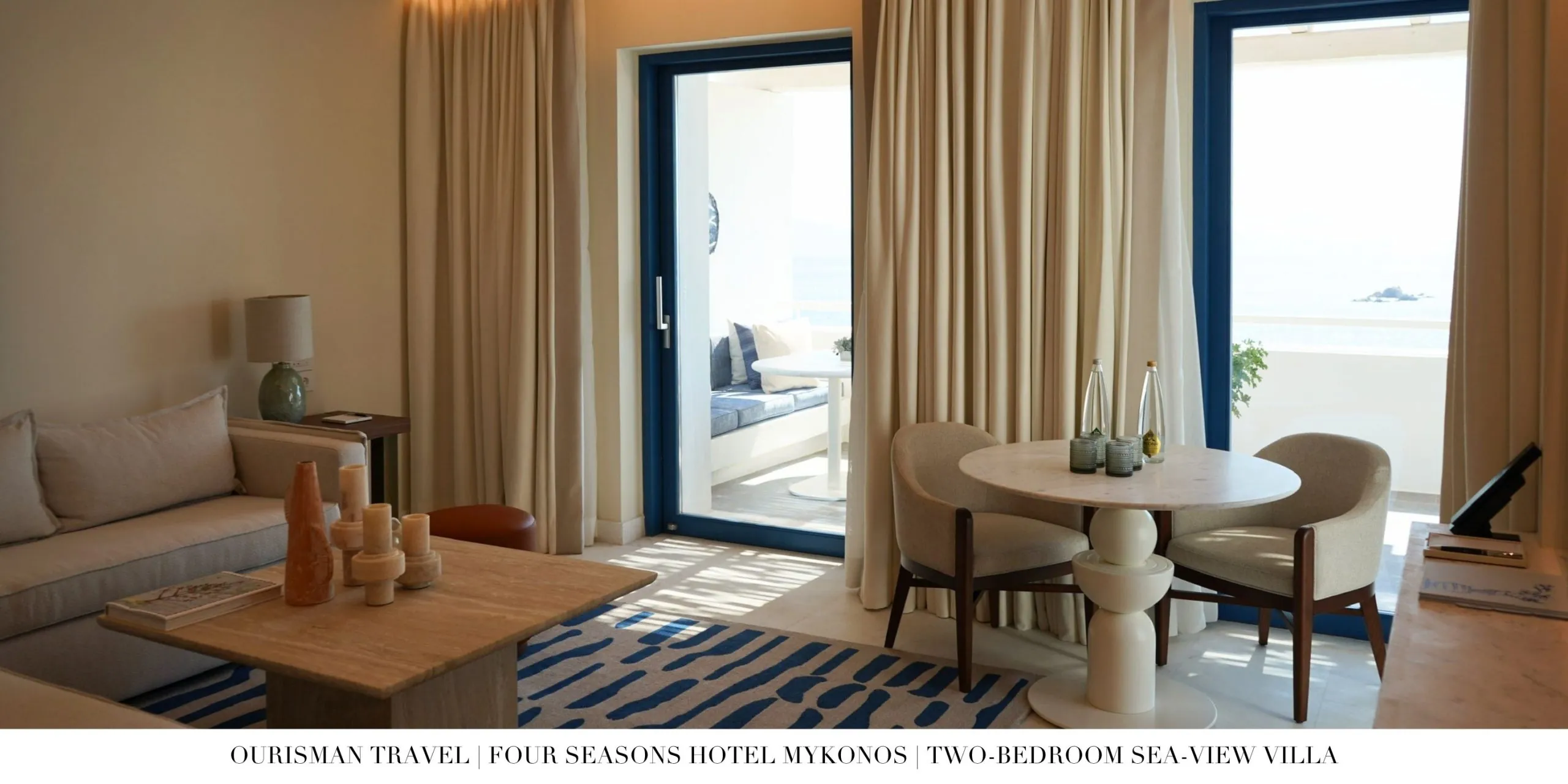 Living area in the Two-Bedroom Sea-View Villa at Four Seasons Mykonos
