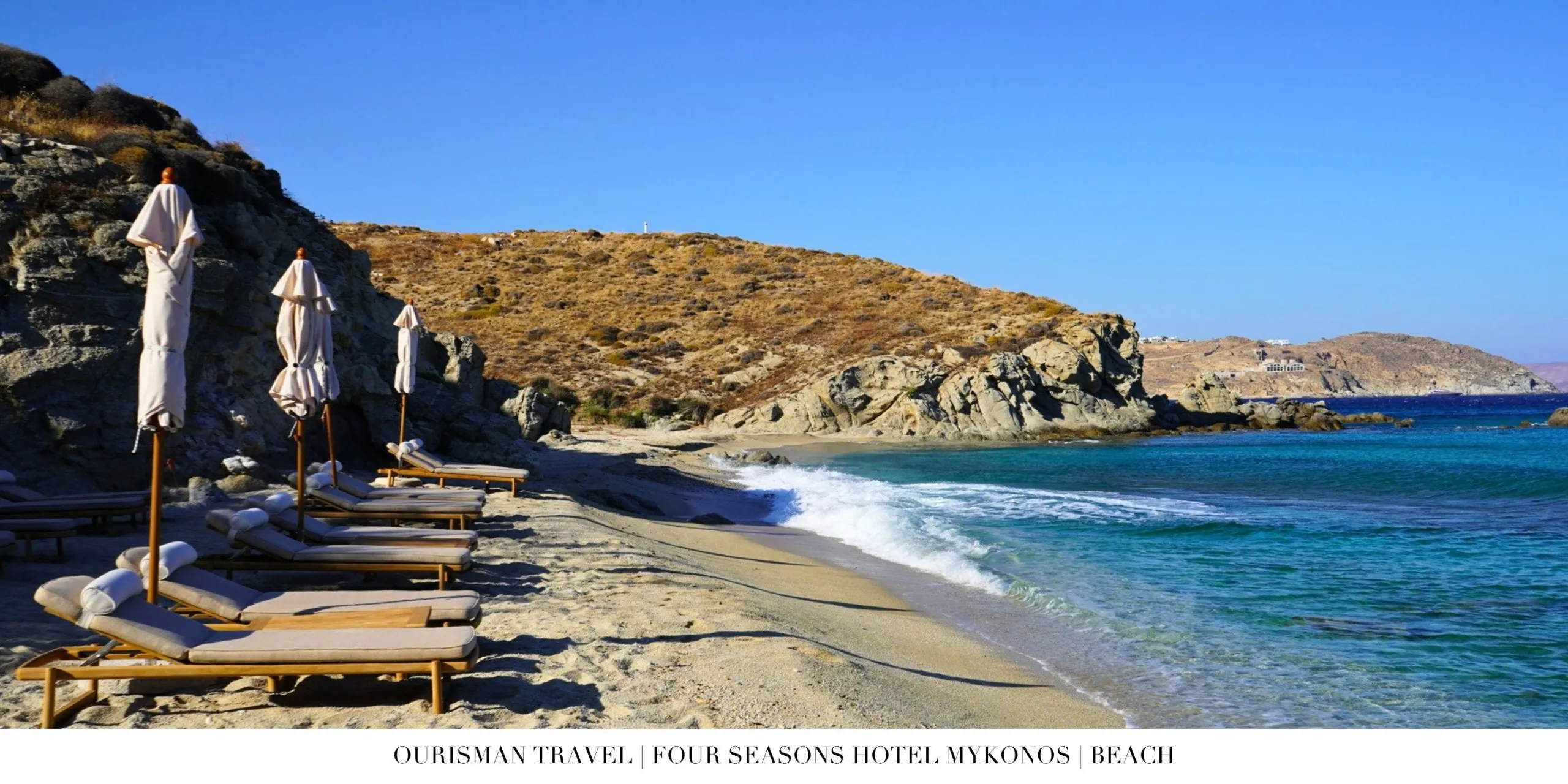 Protected beach cove at Four Seasons Mykonos