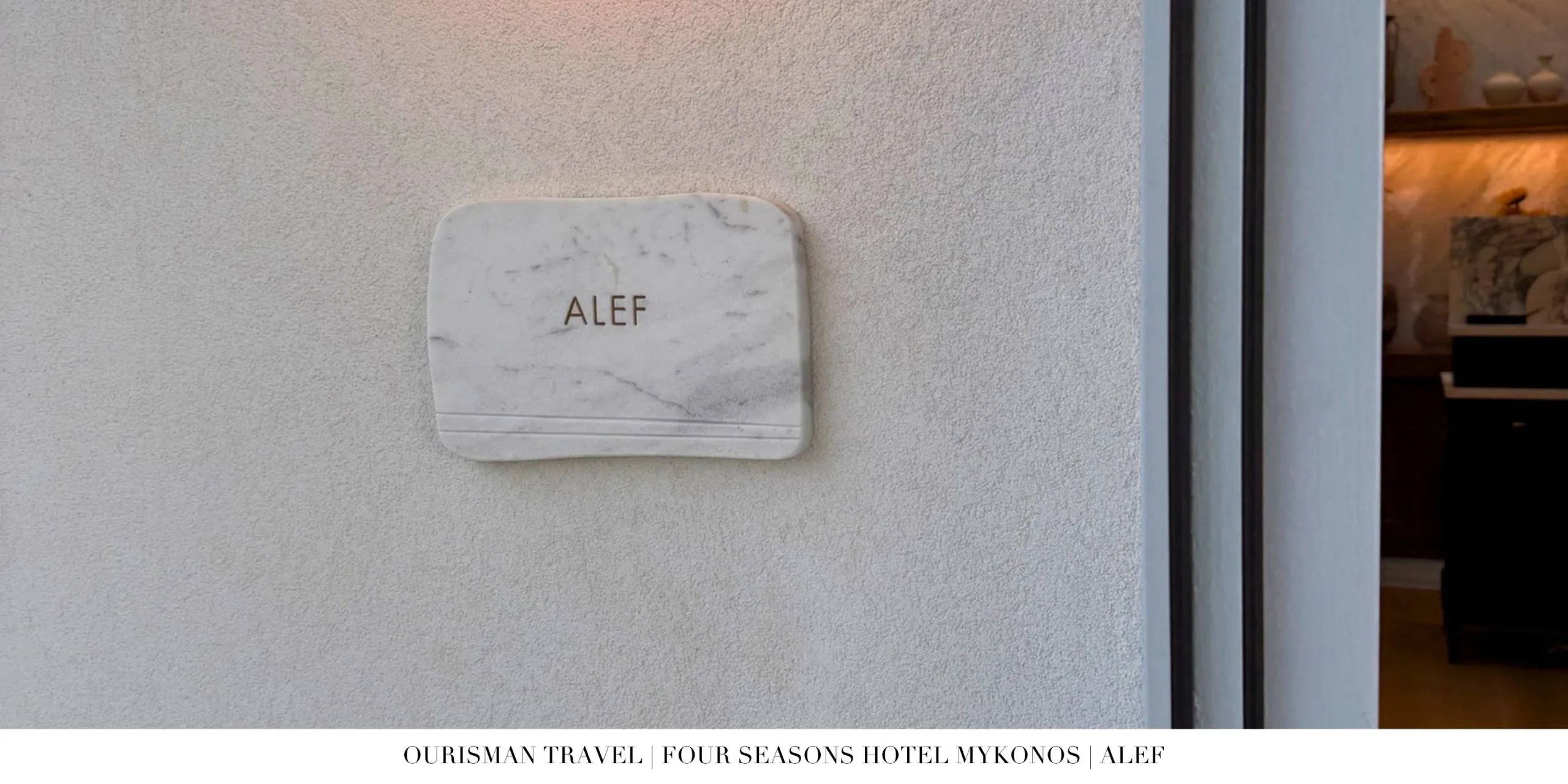 Álef restaurant sign at Four Seasons Mykonos