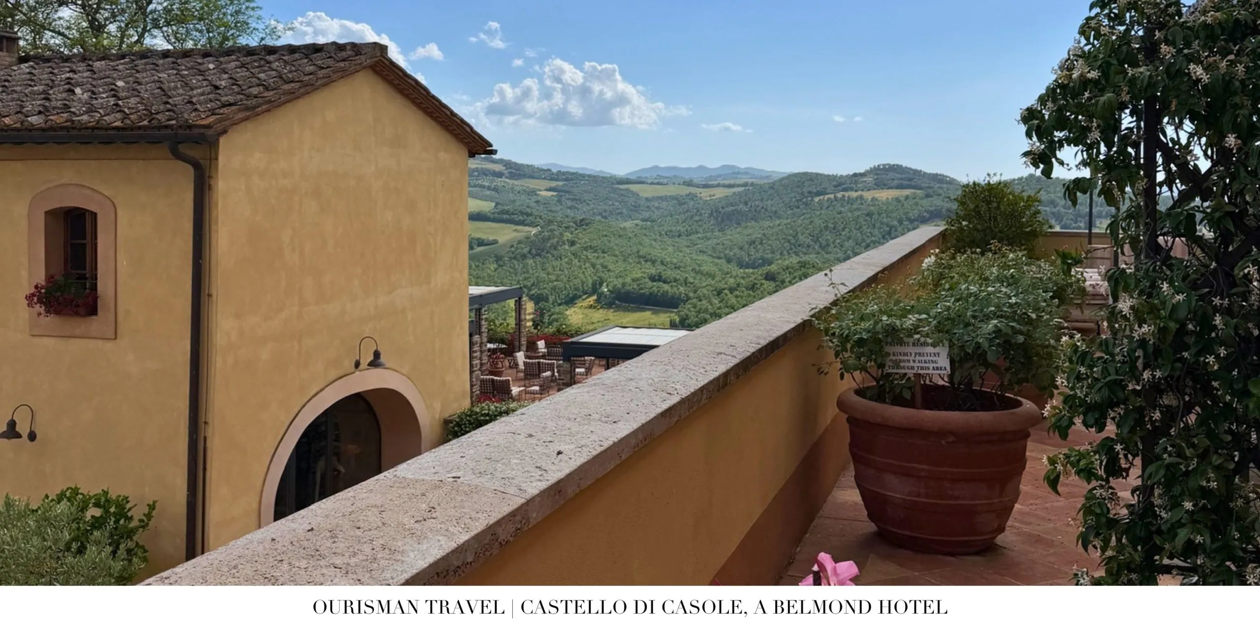 View of the Tuscan countryside from Castello di Casole, a Belmond Hotel.