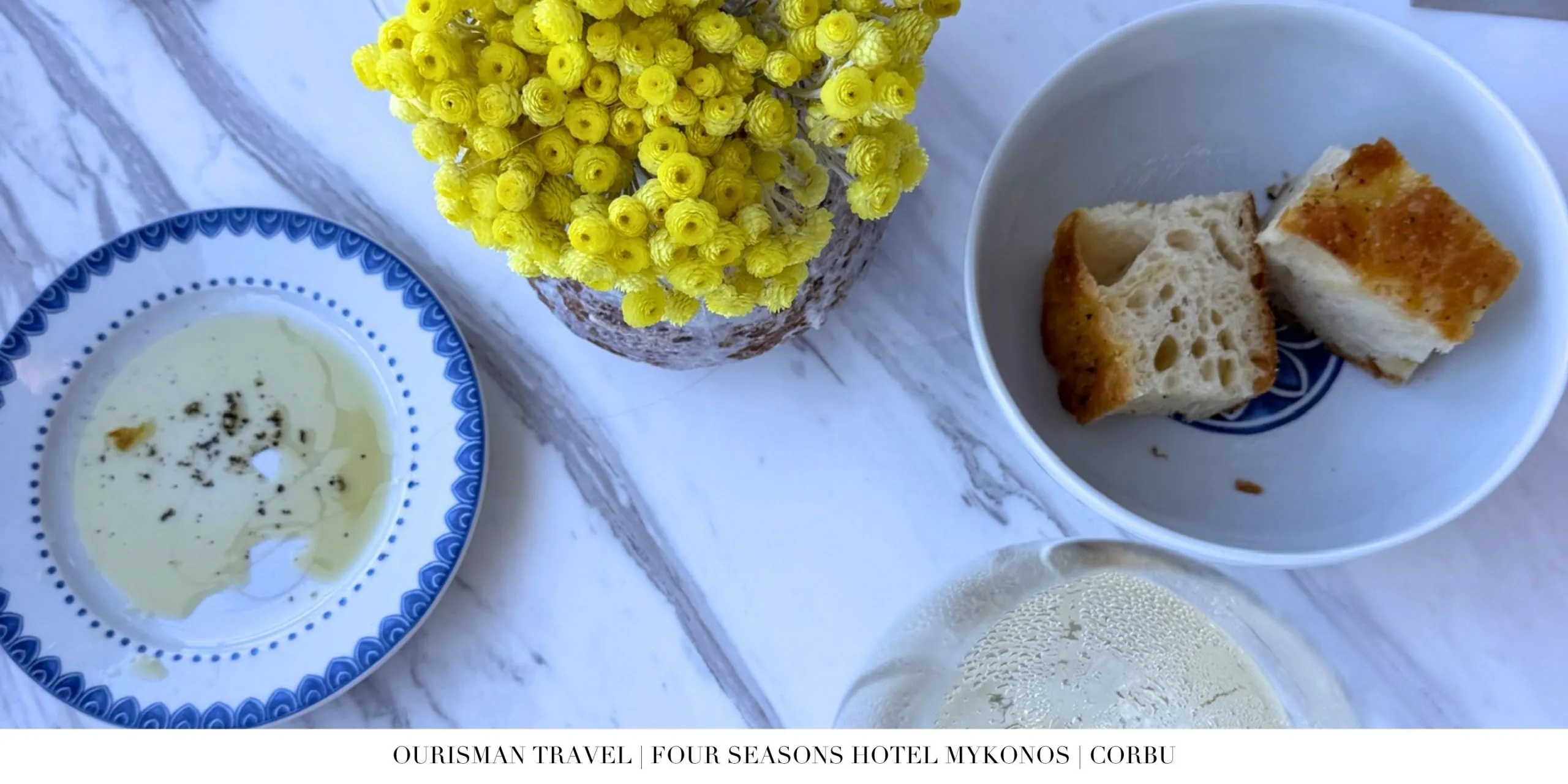 Table setting at Corbu restaurant at Four Seasons Mykonos