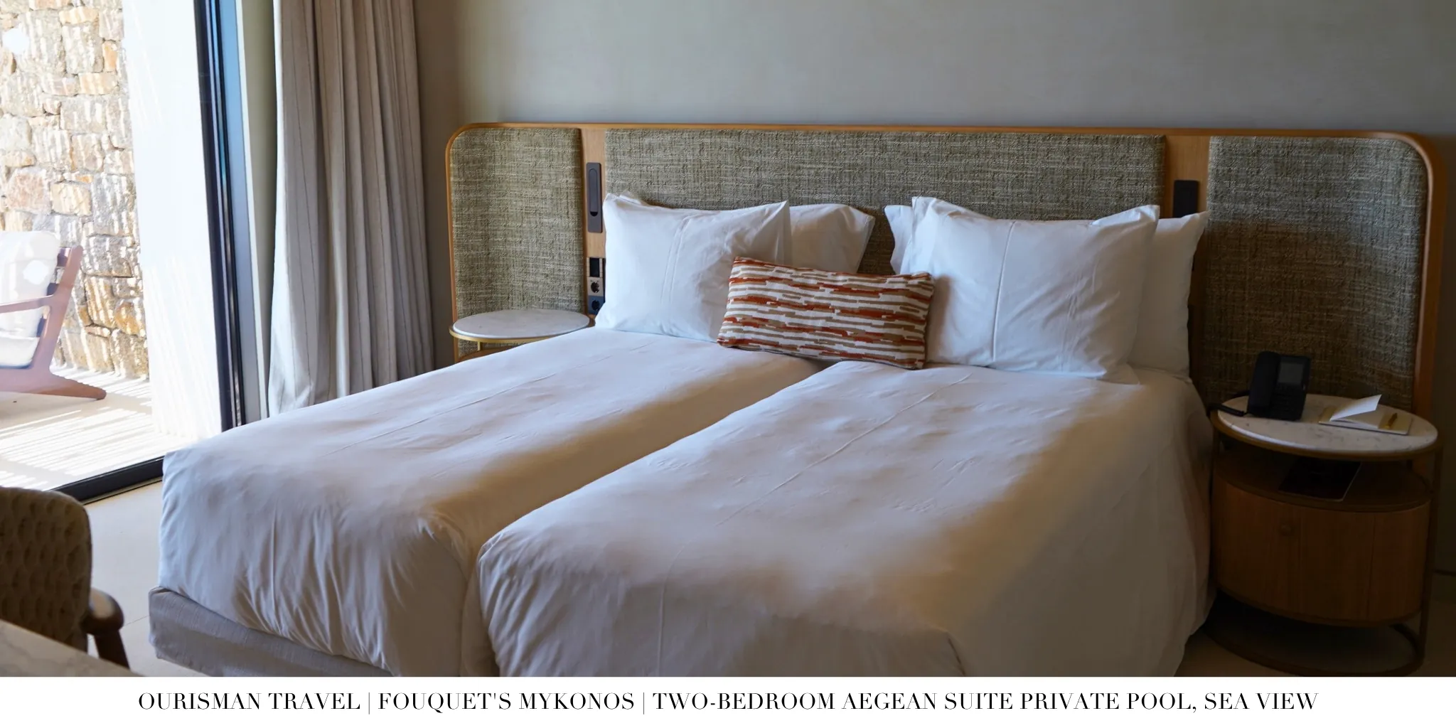 Fouquet’s Mykonos two-bedroom suite twin bedroom