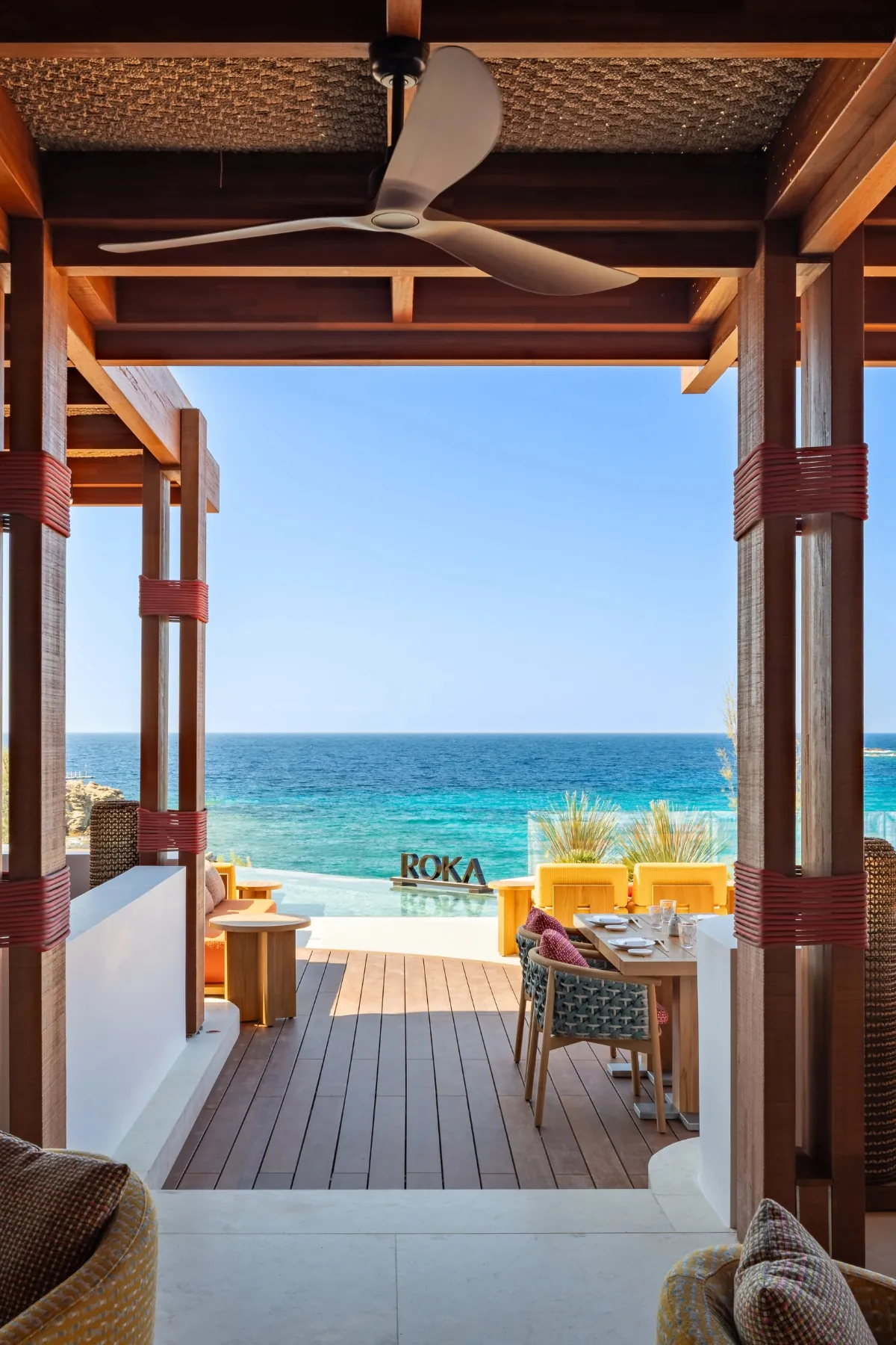 ROKA Mykonos restaurant overlooking the Aegean Sea at Fouquet’s Mykonos
